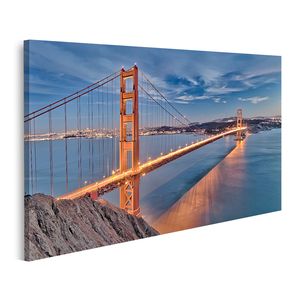 Bild Bilder auf Leinwand Golden Gate Bridge San Fracisco City Francisco Bay Wandbild Poster Leinwandbild GDAN