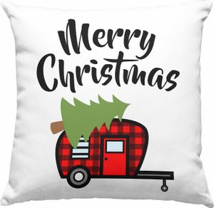 Trendation - Weihnachten Deko-Kissen mit Füllung 40x40 Merry Christmas Kinder WeihnachtsDeko-Kissen mit Füllung 40x40 Lustig Geschenk Becher Jungs Jungen Mädchen Cute Lebkuchen Grafik (Rosa)