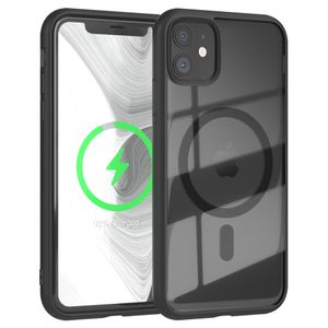 EAZY CASE - Premium TPU Hülle kompatibel mit Apple iPhone 11 kompatibel mit MagSafe, Silikonhülle mit Kameraschutz, Transparent / Schwarz