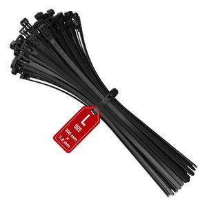 Kabelbinder Wiederverschließbar, 300mm x 7,6mm schwarz Nylon UV-Beständig, Hochleistungs 300 mm Wiederverwendbare Binders, Wiederlösbare Kabelbinder, 100 Stück