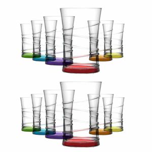 LAV 12 teiliges farbiges Gläser-Set "Serie CORAL RING" 350 ml