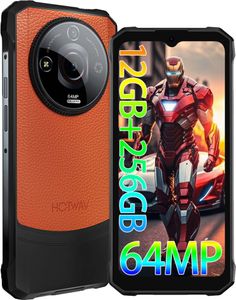 HOTWAV T7 PRO Outdoor Smartphone, 12GB+256GB Android 13 Dual SIM 4G Outdoor Handy Ohne Vertrag, 6280mAh 64MP 6,6 Zoll Handy/NFC/IP68 - Orange