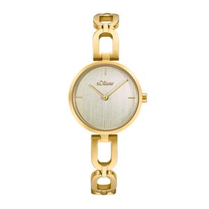 s.Oliver Damen Quarz Armbanduhr aus Edelstahl mit Metall Band in goldfarben - 2033524