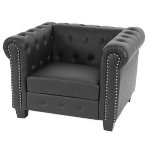 Luxus Sessel Loungesessel Relaxsessel Chesterfield Edingburgh Kunstleder  eckige Füße, schwarz