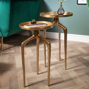 riess-ambiente 2er Set Beistelltische ABSTRACT 60cm gold Metall rund Shabby Chic Design Tischset Couchtisch Tisch