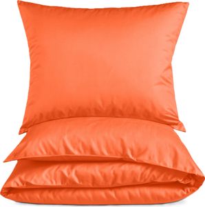 Einfarbige Mako Satin Bettwäsche 135x200 Hummer Uni orange Bettwäsche 135 x 200 - Bettbezug aus gekämmter Baumwolle