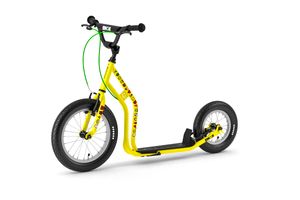 Yedoo Wzoom Emoji Kinder Roller Scooter Tretroller - für Kinder ab 6 Jahre, mit Luftreifen 16/12, Reflexelementen und verstellbarem Lenker Gelb