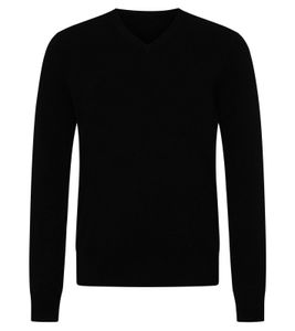 KKS STUDIOS Herren V-Neck Pullover aus 100% Kaschmir Sweater KK2350 26054 Schwarz, Größe:XL
