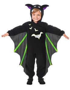 Fledermaus-Kostüm für Kinder Halloween-Kostüm schwarz-grün-violett