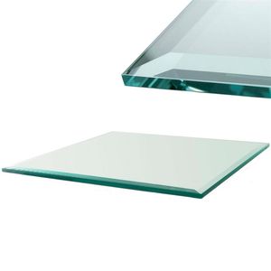 HOOZ Glasplatte Kaminofen Tischplatte 90x90cm Facettenschliff ESG Sicherheitsglas Klarglas