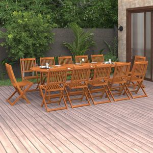 vidaXL 13-dielny záhradný jedálenský set 280x90x75 cm z masívneho dreva akácie