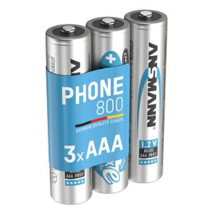 ANSMANN DECT Telefon Akku AAA 800mAh 1,2V NiMH – Hochstromfähig (3 Stück)