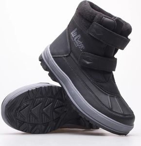 Buty zimowe dziecięce Lee Cooper black ocieplane śniegowce na rzepy czarne (LCJ-23-01-2057K)
