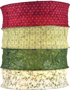 Runde Boho Papier Hängelampe, Lokta Papierlampenschirm Kailash, Handgeschöpftes Papier - Rot/grün, Mehrfarbig, Lokta-Papier, 35*28*28 cm, Asiatische Lampenschirme aus Papier & Stoff