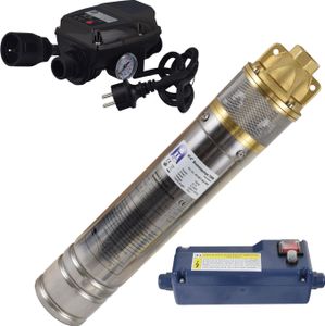Agora-Tec® 4 Zoll 750-5DW  Hochdruck Tauchpumpe für Zisternen und Wassertanks inkl. Pumpensteuerung für Haus und Garten