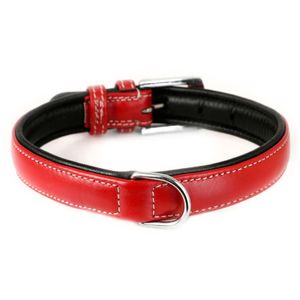 Hundehalsband aus Leder rot gepolstert S