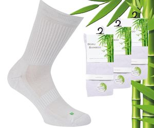 3 Paar Boru Bamboo Sportsocken - Bambus - Weiß - Größe 35-38