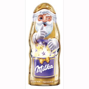 Milka Weihnachtsmann aus Alpenmilchschokolade Design Edition 90g