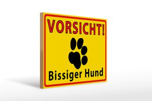 Holzschild Tiere 40x30cm Vorsicht bissiger Hund