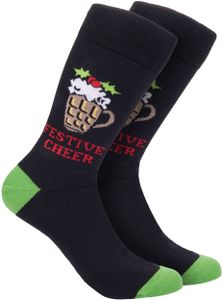 BRUBAKER Vánoční ponožky pro muže a ženy - vánoční motivy Slavnostní veselí - bavlněné ponožky Vánoce - Uni jedna velikost EU 41-45
