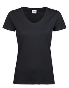 Damen Shirt Womens Luxury V-Neck Tee - Farbe: Black - Größe: M