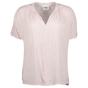 Blue Seven Damen Bluse mit Henley-Ausschnitt und Streifen - Gestreifte Bluse mit überschnittenen Schultern in Rose-Weiß Größe 40