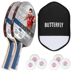 Butterfly 2x Timo Boll Silber 85016 Tischtennisschläger + Tischtennishülle + 6x 40+ 3*** Bälle