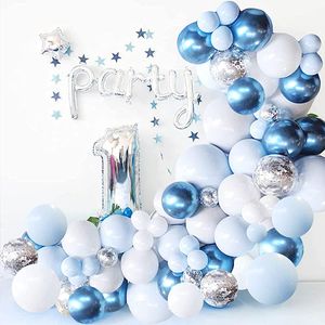 Luftballons Geburtstag Hochzeit Blau Luftballon Girlande Deko Helium 107 Stück aus extra dickem Naturlatex
