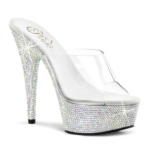BEJEWELED-601DM Damen Slipper von Pleaser, Transparent EU 40, US 10
