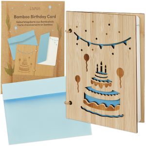 Geburtstagskarte Holz: Bambus Karte mit Einlegepapier und Kuvert