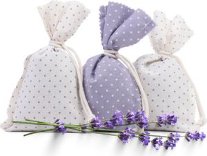liebling 3er Set Lavendelsäckchen, Duftbeutel mit Lavendel, Kisseninhalt: 15g je Säckchen, 10 x 15 cm, Farbe: Violett/Weiß