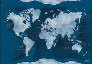 World Map - Aquarelle - Schreibtischunterlage ca. 35x50 cm, abwischbar