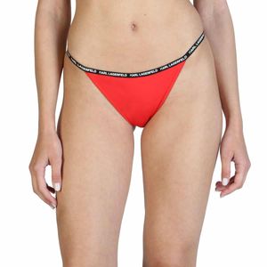 Karl Lagerfeld Damen Bikini Bikinihose Badeslip Schwimmhose, mit elastischem Bund  , Größe:XS, Farbe:Rot-rot,schwarz