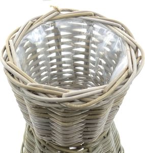 VAN DER LEEDEN Rattan Übertopf Grau konisch mit Folienauskleidung Ø 29 cm