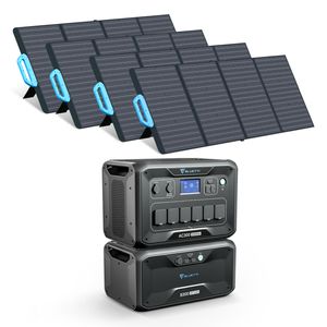 BLUETTI Solar Generator AC300 & B300 Zusatzbatterie, mit 4 PV120 Solarmodulen, 3072Wh Kraftwerk mit 6 3000W AC Ausgängen(6000W Peak), LiFePO4 Batterie-Backup für den Heimgebrauch, Stromausfall