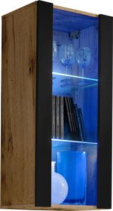 Extreme Furniture OPEN V100 Schrank | Wohnzimmerschrank mit 2 Glasböden | Wotan Korpus & Schwarze Fronten