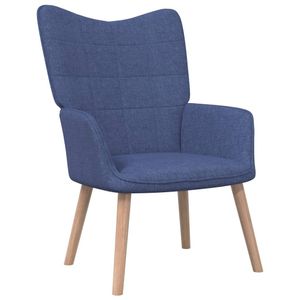 vidaXL Relaxsessel mit Hocker Blau Stoff