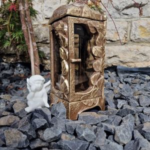eberin · Grablaterne · Lindenblatt Verzierung Bronze pat. Metallguss/Glas Handmade NEU