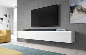 TV Lowboard BARGO Schrank Fernsehschrank hängend 200 cm glänzend Weiß matt / Hochglanz
