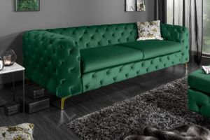 Sofa Modern Barock 240cm smaragdgrn Samt 39312