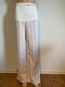 Těhotenské kalhoty G-372358 bílé s pruhovaným vzorem - velikost 36