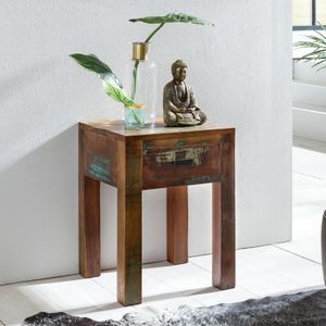 Nachttisch Diana, Shabby Chic, Mango-Holz, 40x40x55 cm - Einzigartig & Praktisch - KADIMA DESIGN