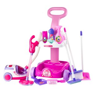 Putzwagen mit Staubsauger in Pink Reinigungswagen Spielzeug Spielküche kinder 