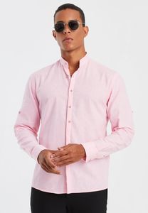 Leif Nelson Langarm Herren Leinenhemd Langarm LN-3860, Pink / L