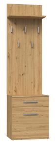 CDF Kleiderständer DUO | Farbe: Eiche Artisan | Schuhschrank mit einer Schublade auf kleine Gegenstände | Kleiderständer, Garderobenständer
