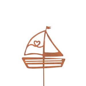 UNUS® Gartenstecker Segelboot Rostoptik Roststecker 24cm Gartendeko