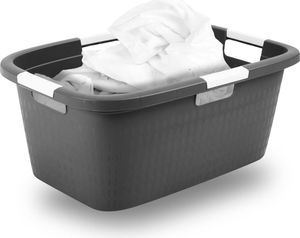 Novaliv Wäschewanne mit 4 Griffen 40L Anthrazit, Wäschebox Set Wäscheeimer Wäschebehälter für Bad Wäsche Schmutzwäsche, Wäschewannen Laundry Basket Aufbewahrung Wäschetonne Korb Sammler Box