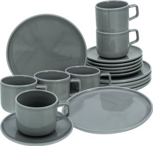 CreaTable, 16734, Chef Collection Grau, Kaffeeservice 18-tlg, Porzellan CreaTable, 16734, Chef Collection Grau, Kaffeeservice 18-tlg, Porzellan