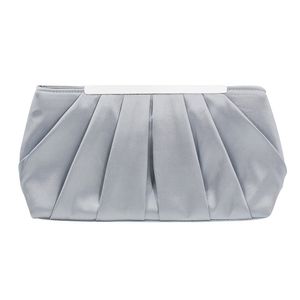 Silber Clutch Abendtasche Elegante Plissee Satin Formale Handtasche Einfache Klassische Geldbörse für Damen