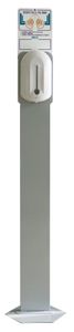 Spendersäule aus Stahl Grau + automatischen Seifenspender in Weiss oder Schwarz für Seife oder Desinfektionsgel, Farbe:Weiß